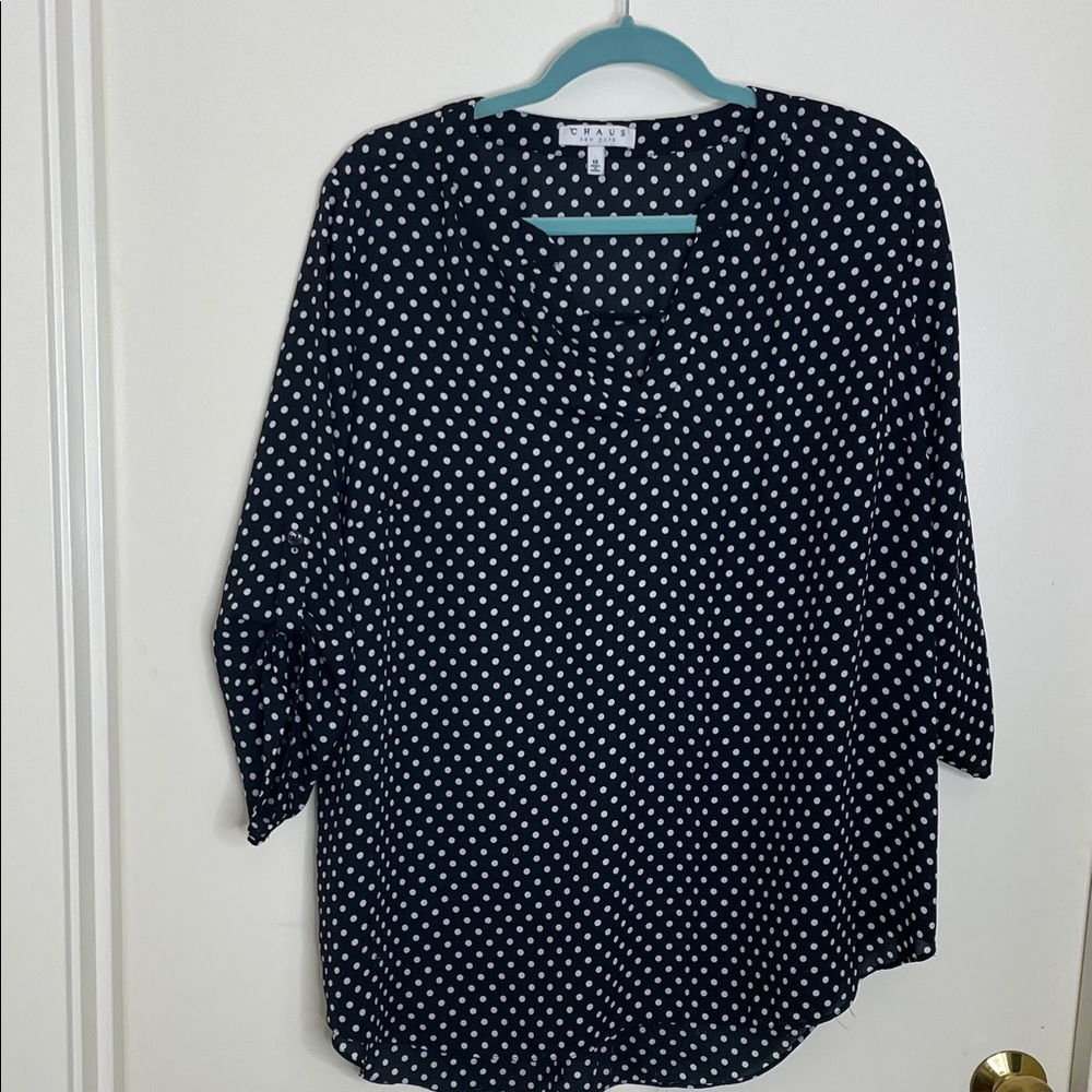 Chaus Black and White Polka Dot Blouse
